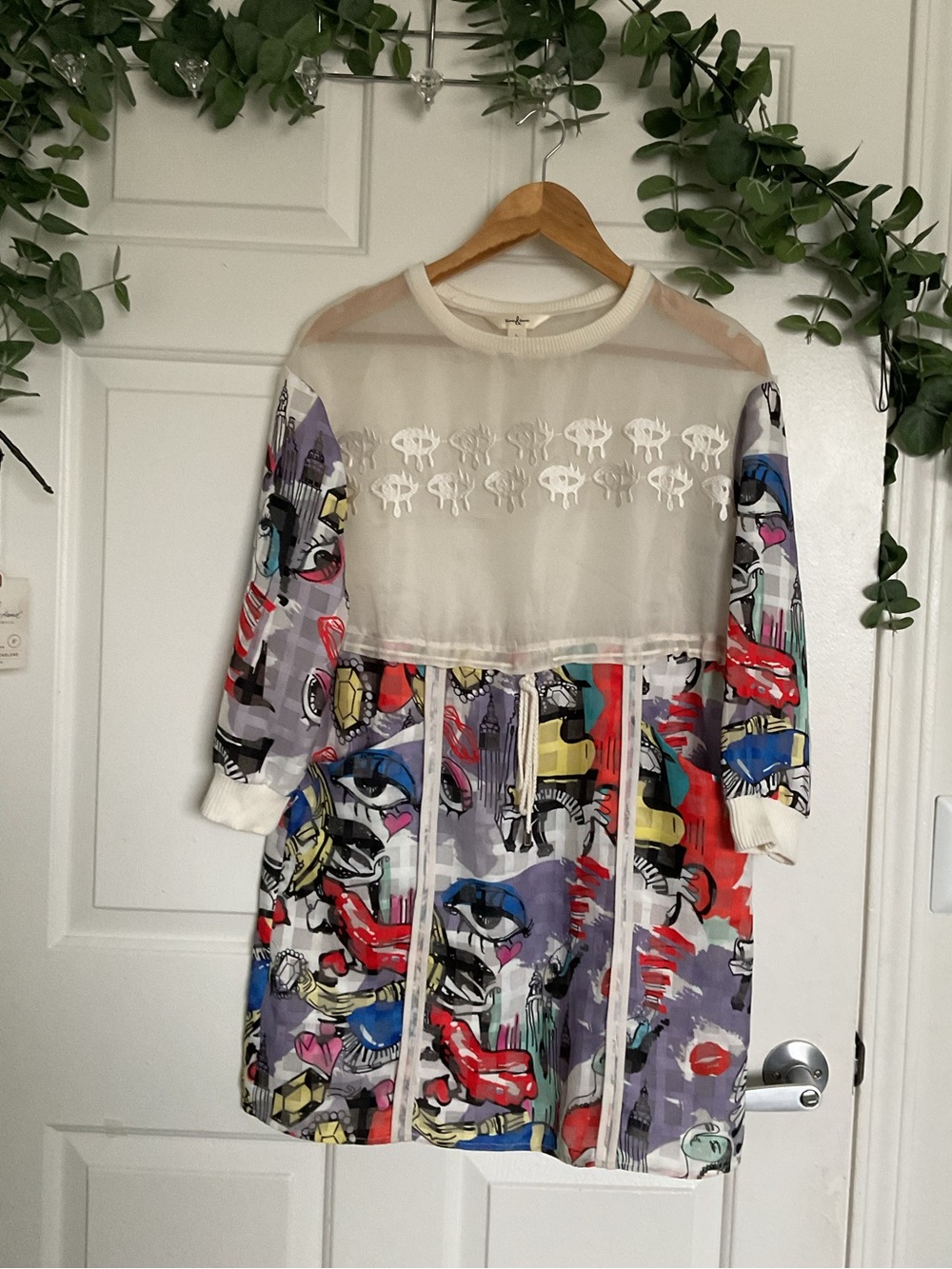 Multicolor Pop-Art Mini Dress with Drawstring Waist - Picture 2 of 9